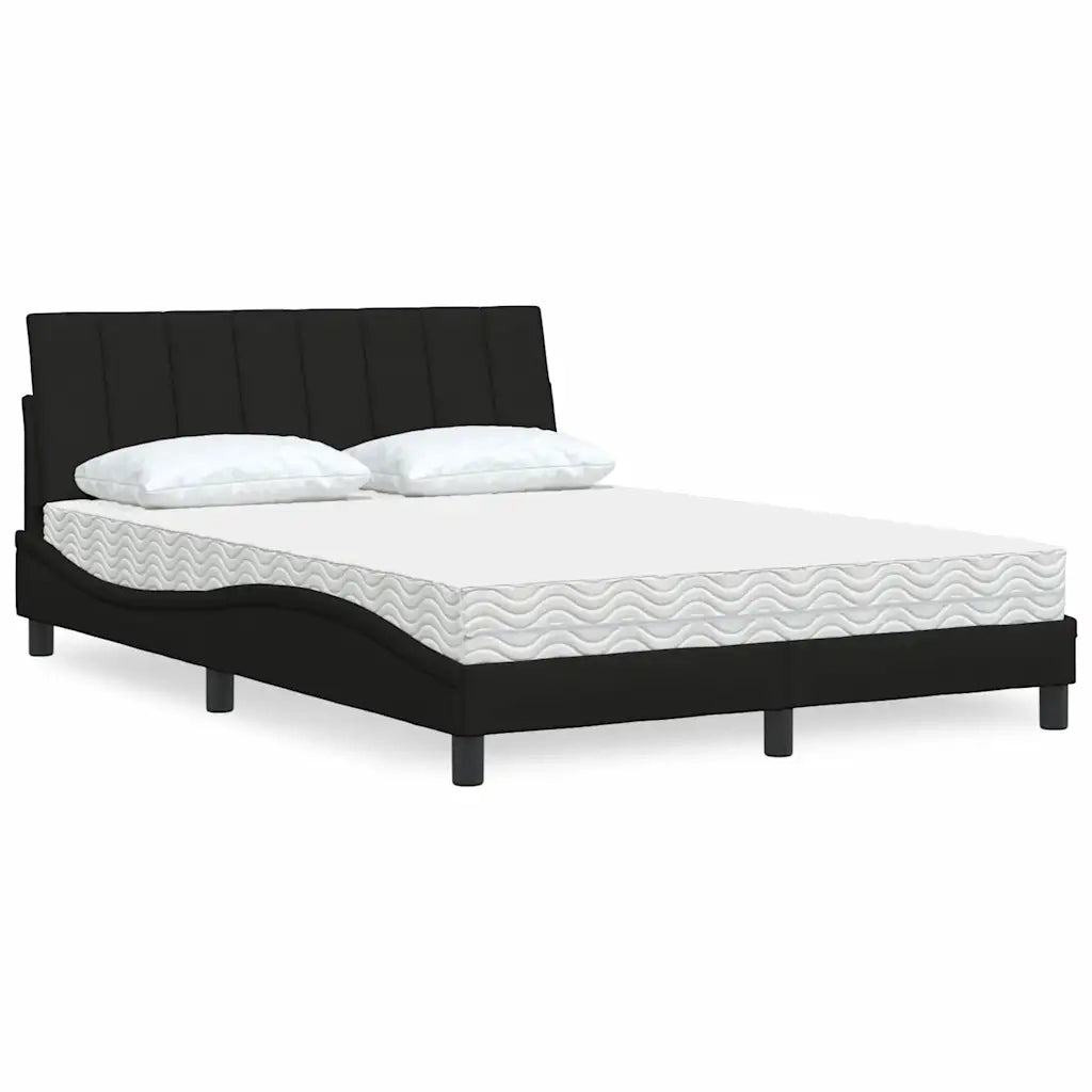 Letto con Materasso Hanko Nero 140x200 cm in Tessuto 3310533