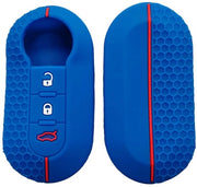 Chiave Silicone Hoes - Protezione Chiave - Blu - Copertura Chiave - Adatto per Fiat e Peugeot - 3 Bottini