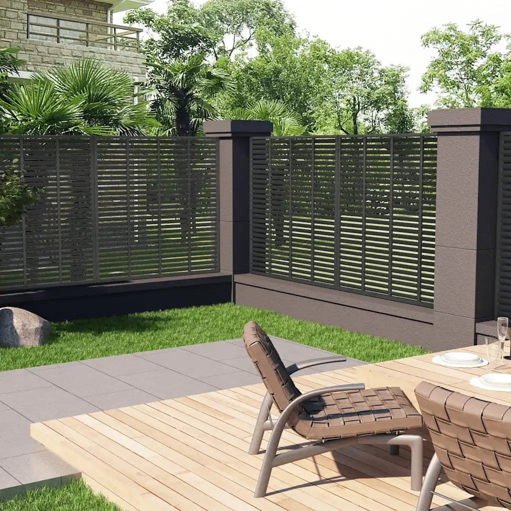 Recinzione a Persiana in WPC 180x180 cm Grigio Scuro 318108