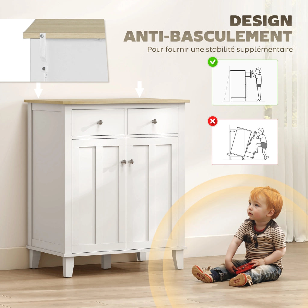 Armadio a 2 ante 2 cassetti ¨C zephmum ¨C bianco 76x48x91 cm