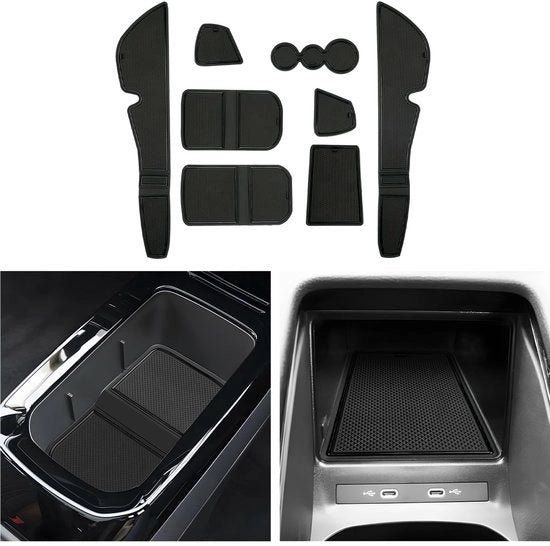 Accessori per ID.4 ID.5 GTX Pro 2020-2023 2024 - Mattoncini in gomma per console centrale - Antiscivolo - Supporto per bicchiere - Supporto braccio in gomma - Nero