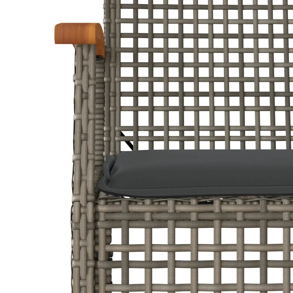 Set da Pranzo da Giardino 7 pz con Cuscini in Polyrattan Grigio