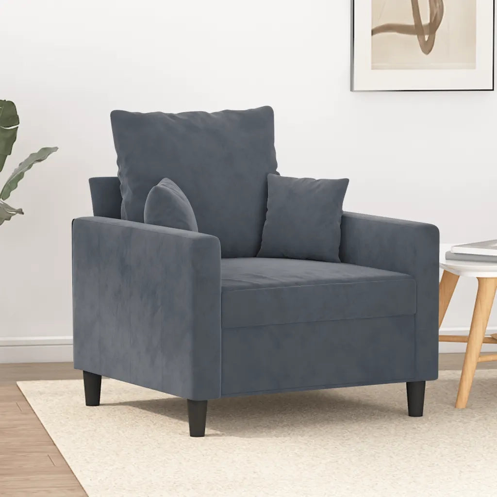 Poltrona-Divano Sedia-Poltroncina Grigio Scuro 60 cm Velluto 883690