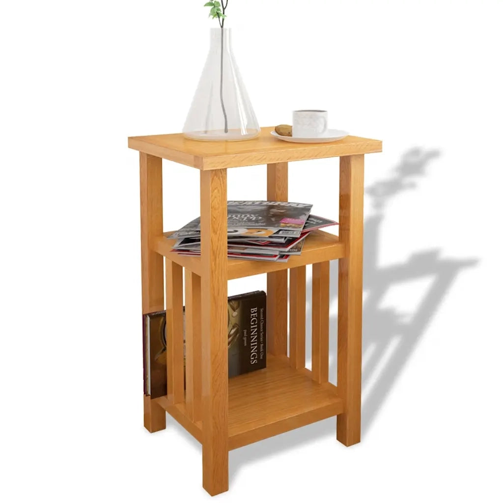 Tavolino da Salotto con Ripiano 27x35x55 cm Massello di Rovere 244211