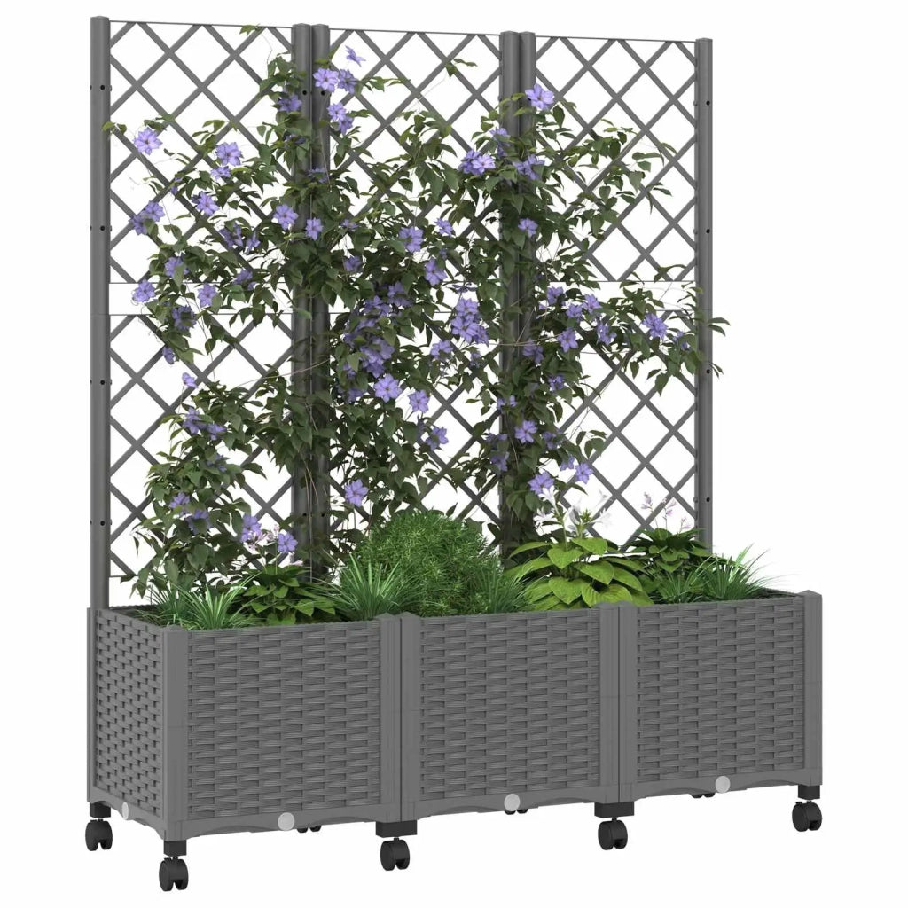 Vaso da giardino con grigliato e ruote Grigio Chiaro PP 3423059