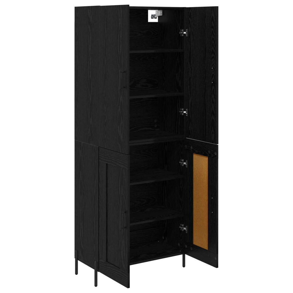 Credenza | Madia | Buffet da pranzo | Armadio da pranzo Rovere Nero 69,5 x 34 x 180 cm Legno multistrato