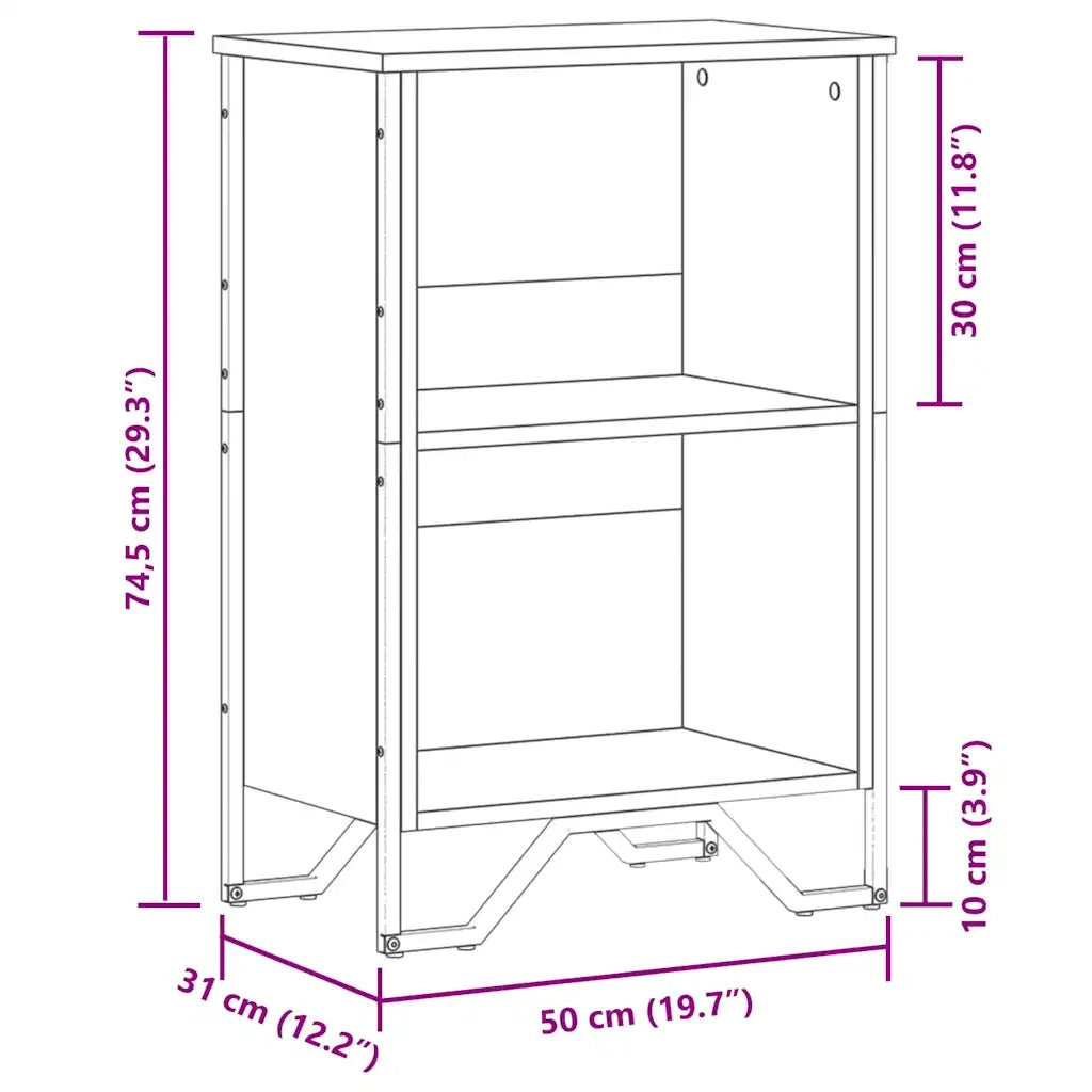Libreria-Scaffale per Libri-Mobile di Stoccaggio Rovere Fumo 50x31x74,5 cm in Legno Multistrato