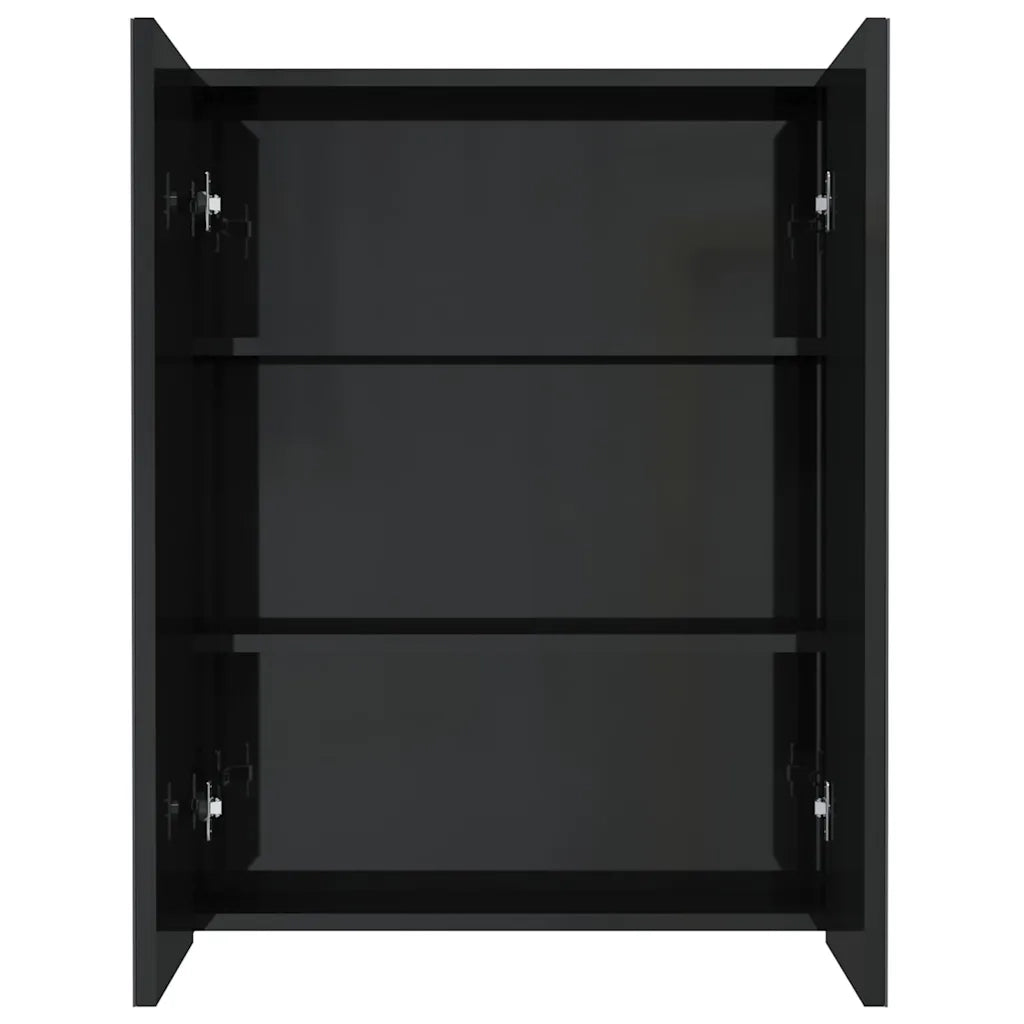 Armadietto a Specchio per Bagno 60x15x75 cm MDF Nero Lucido