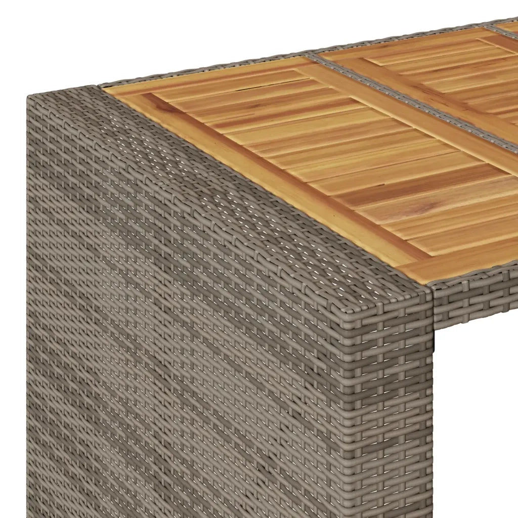 Tavolo Bar da Giardino Piano in Acacia 185x80x110 cm Polyrattan 368701