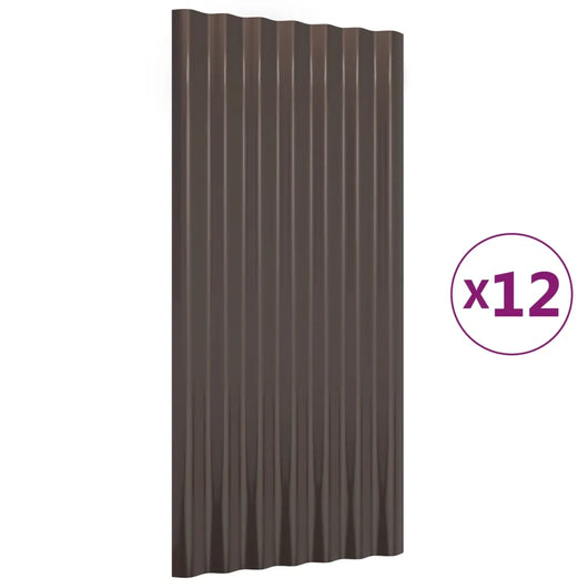 Pannelli Tetto 12pz Acciaio Verniciato Polvere Marrone 80x36 cm