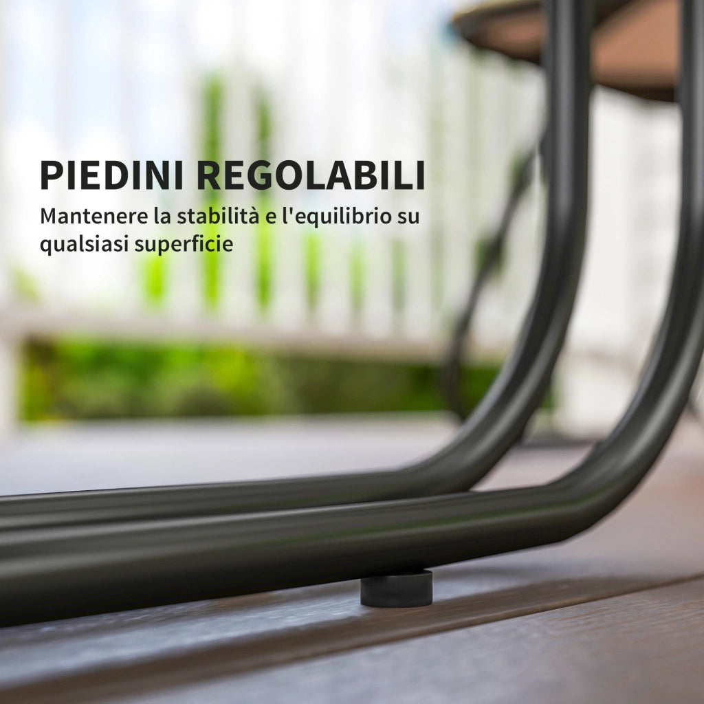 Set da Giardino con Divanetto 2 Poltrone e Tavolino in Vetro in Rattan Grigio