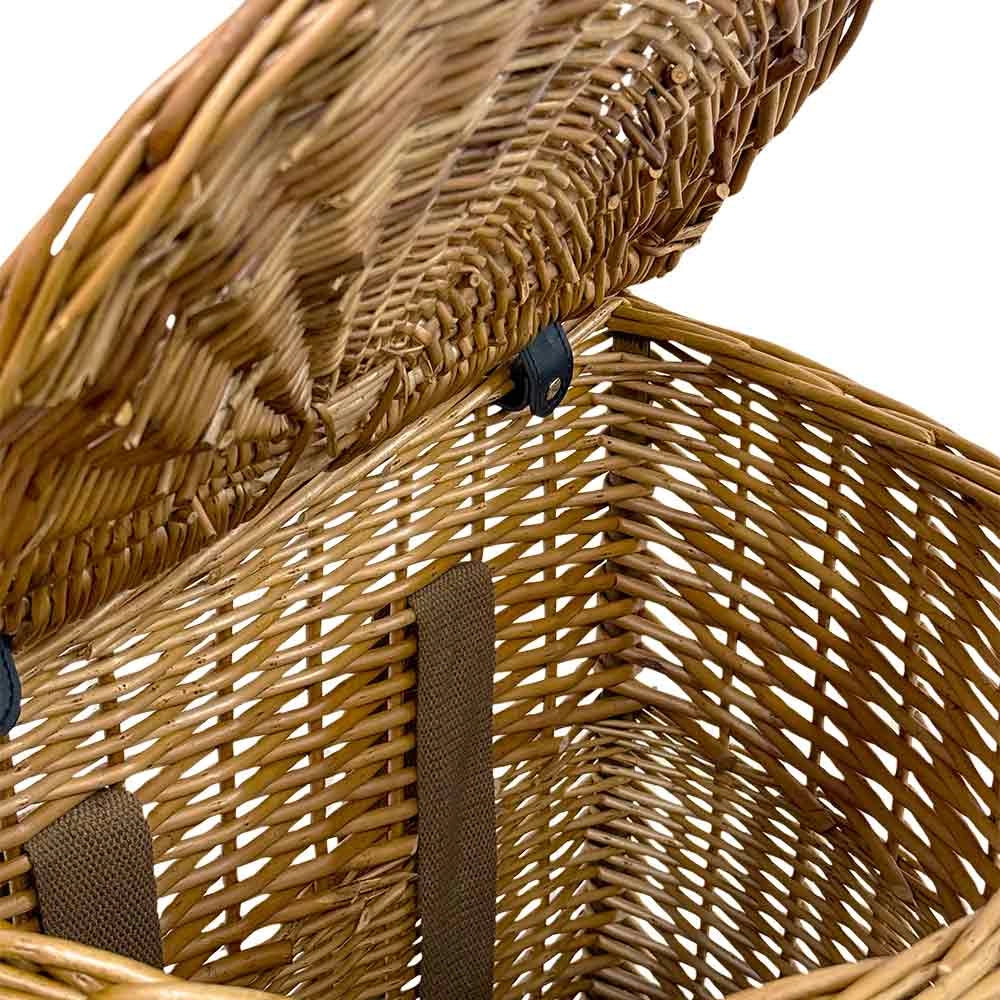 Cesto cesta zaino gerla vimini con coperchio e tracolla –41 cm x 30 cm x h 42 cm