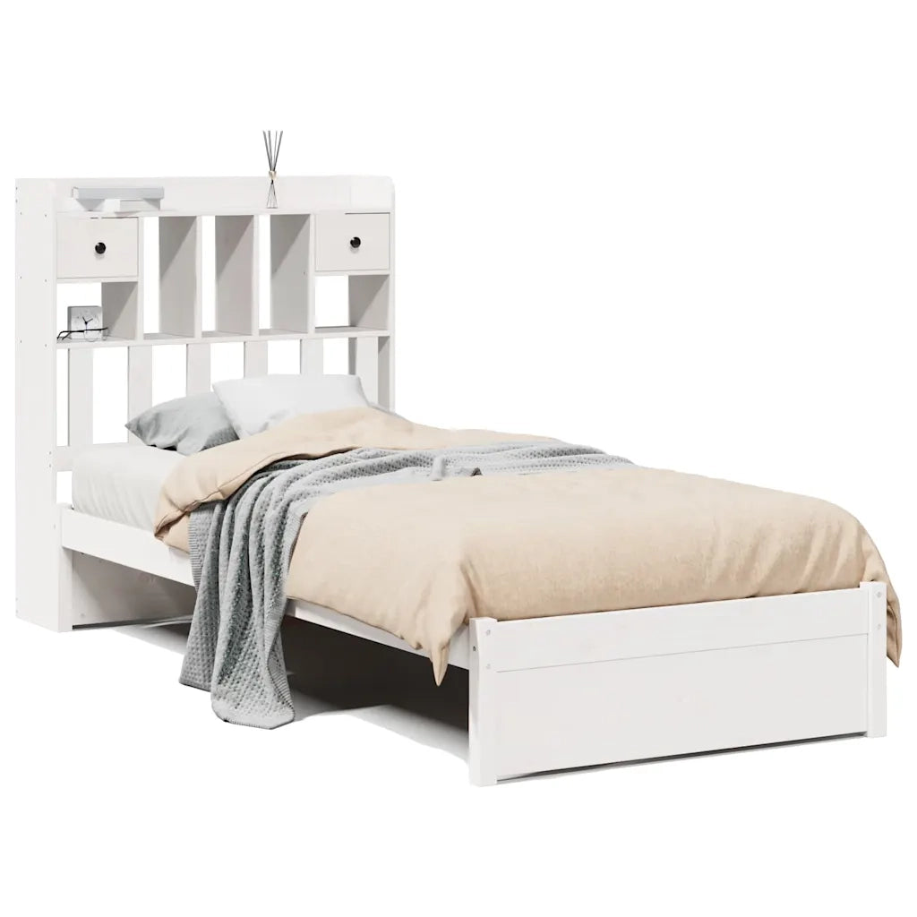 Letto con Libreria senza Materasso 75x190 cm in Legno Pino