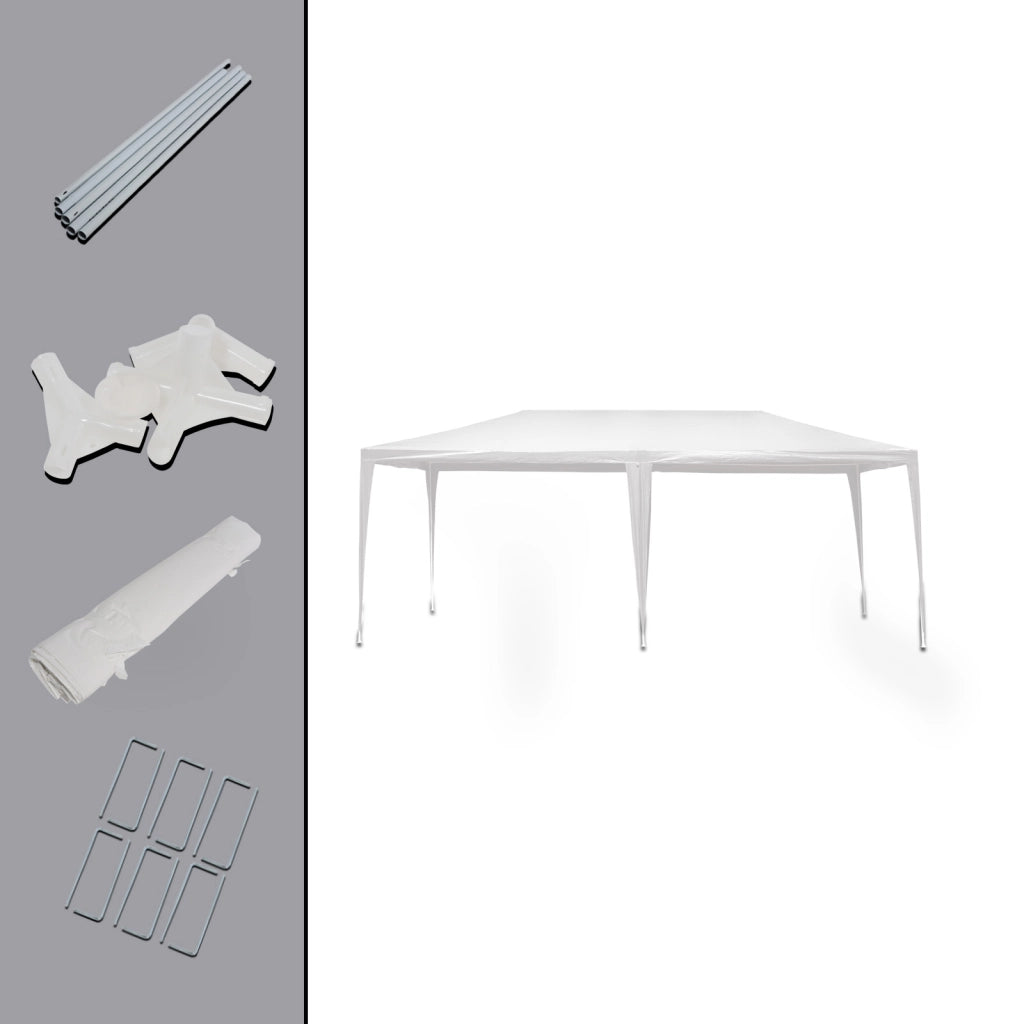 Gazebo 3 x 6 m in bianco con protezione UV 50+, tendone da giardino con pareti laterali avvolgibili, tenda da festa con finestre, ad esempio per terrazze e festival