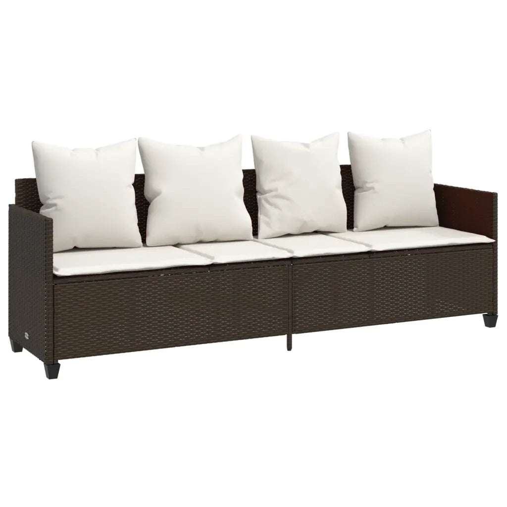 Set Divano da Giardino 5 pz | Set Salotto da Giardino con Cuscini Marrone in Polyrattan