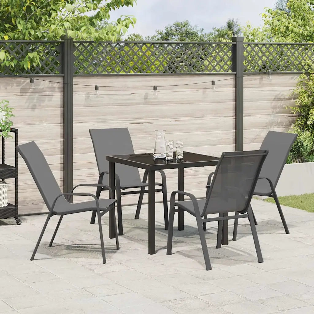 Set da Pranzo per Giardino 5 pcs Grigio e Nero 3379122