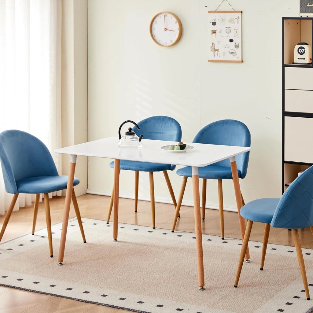 GrandCA HOME Set di 6 Sedie per Sala da Pranzo in Velluto, Sedie da Cucina Imbottite con Gambe in Metallo, per Soggiorno, Verde+Blu+Rosa
