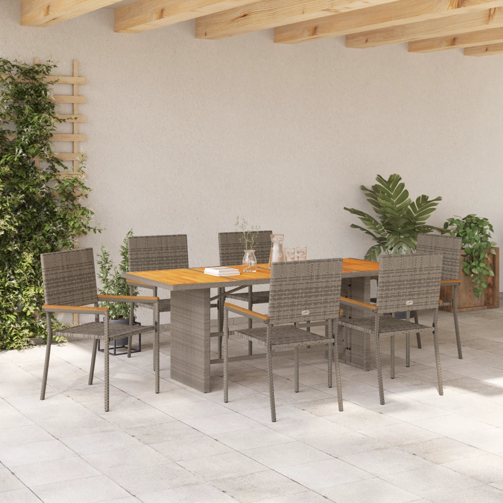 Set pranzo giardino  7 pezzi grigio polyrattan