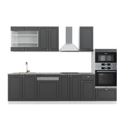 Vicco Cucina componibile Antracite-Oro/Bianco 300 cm con armadio alto, senza piano di lavoro