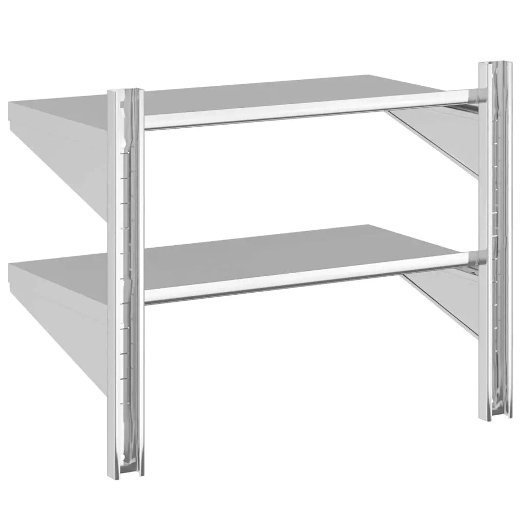 vidaXL Mensola Muro 2 Ripiani 75x40x60cm Argento Acciaio Inossidabile