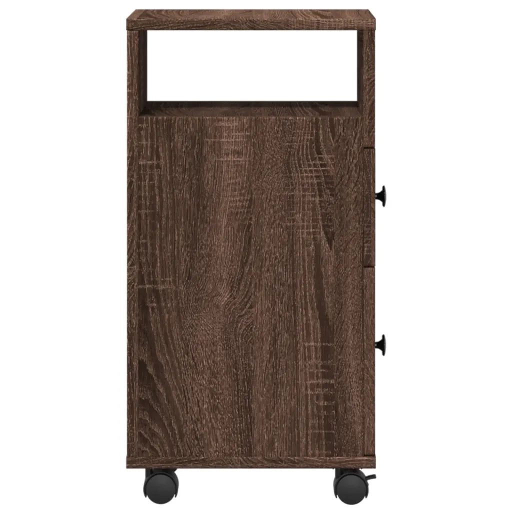 Mobile da Bagno Stretto con Ruote Rovere Marrone in Truciolato