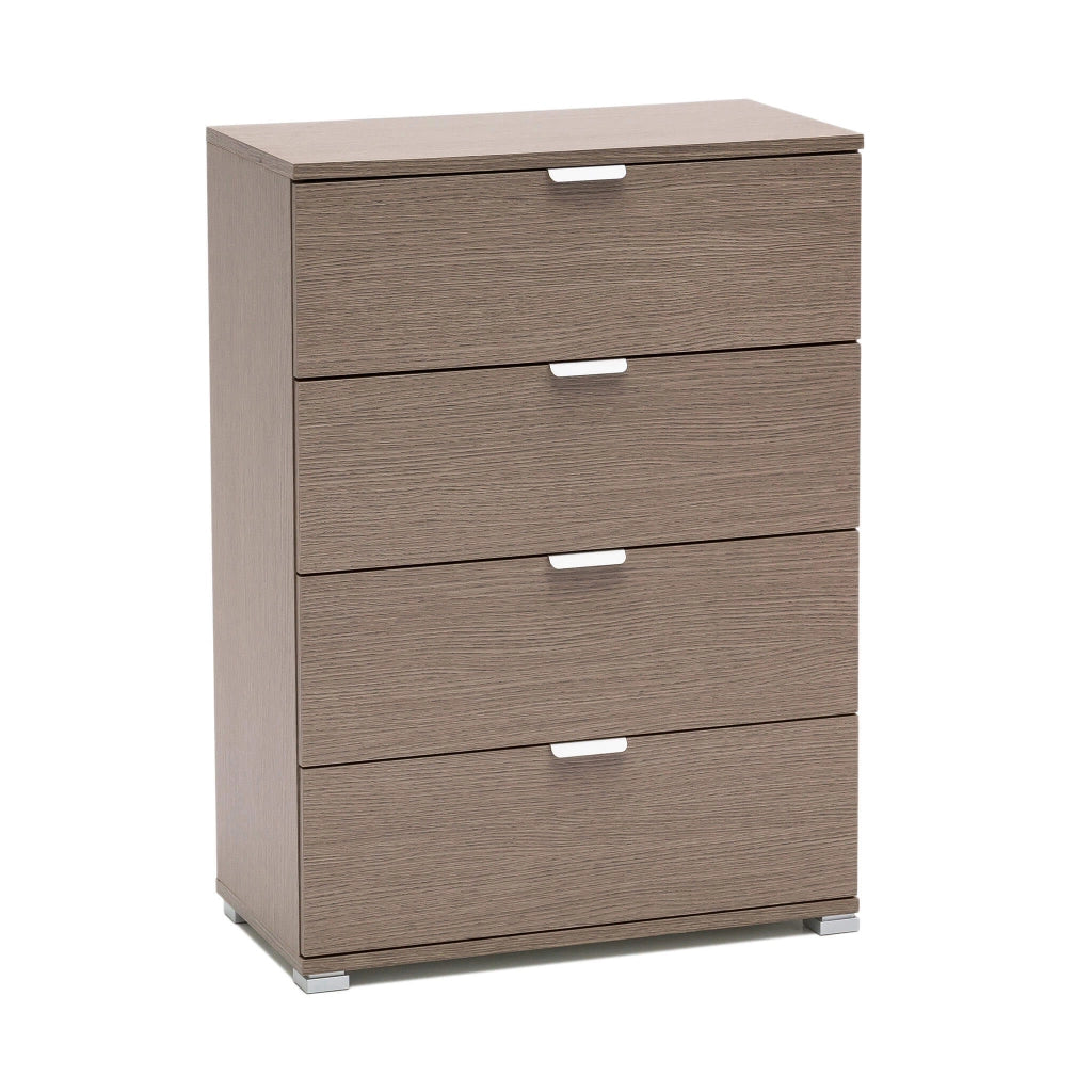 CASSETTIERA BASIC CON 4 CASSETTI IN LEGNO ROVERE GRIGIO 60 X 38 X H 85 CM
