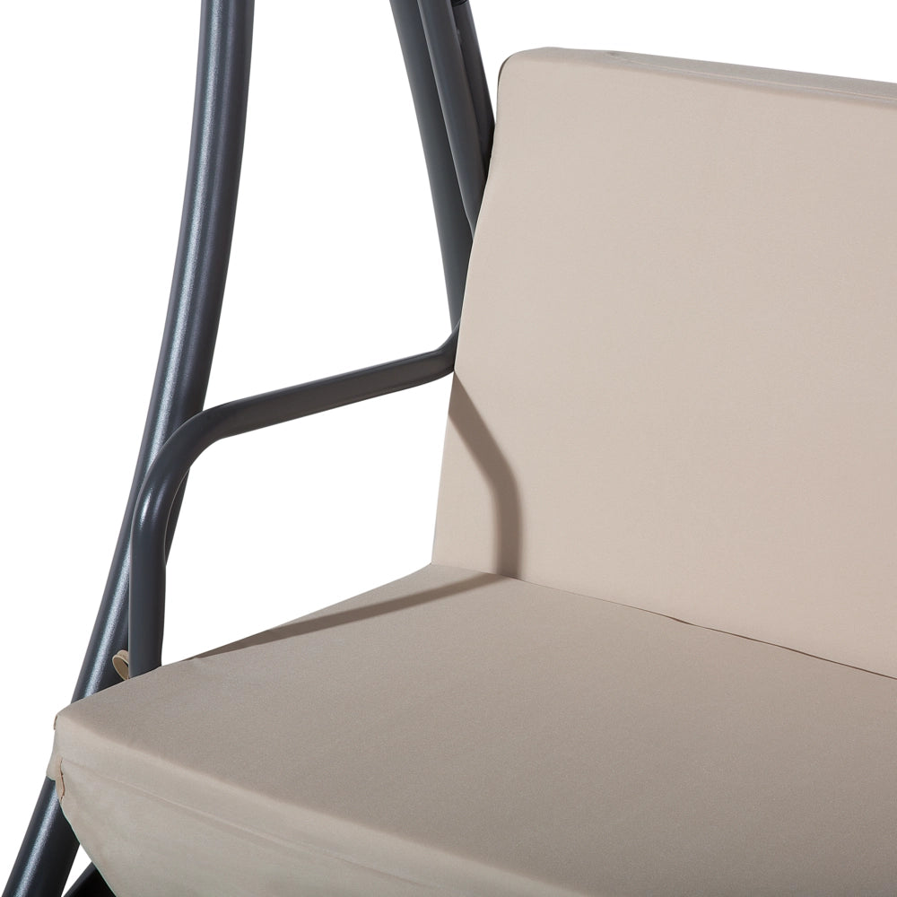 Altalena dondolo in Tessuto colore Beige Struttura In Acciaio 3 Posti con cuscini giardino esterno