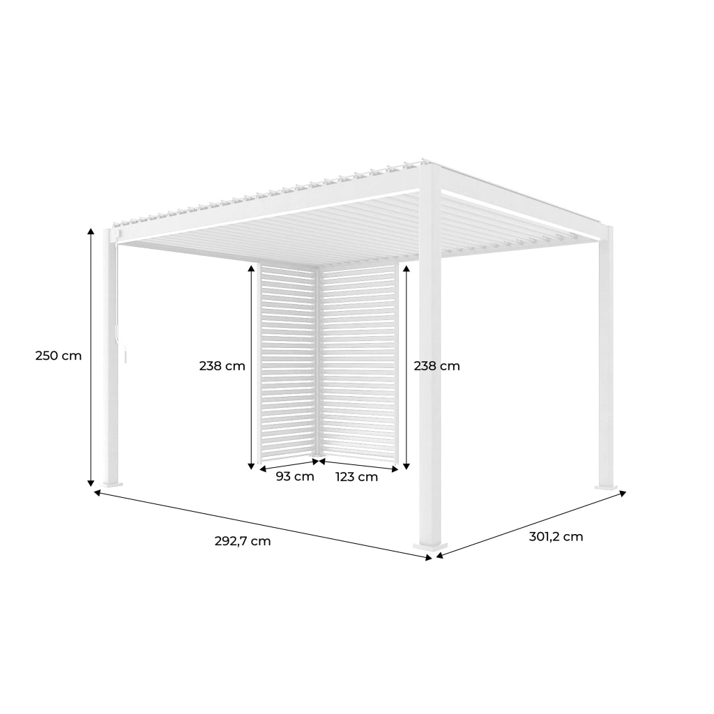 Pergola bioclimatica 3x4m in alluminio  + 1 persiana 1m + 1 persiana