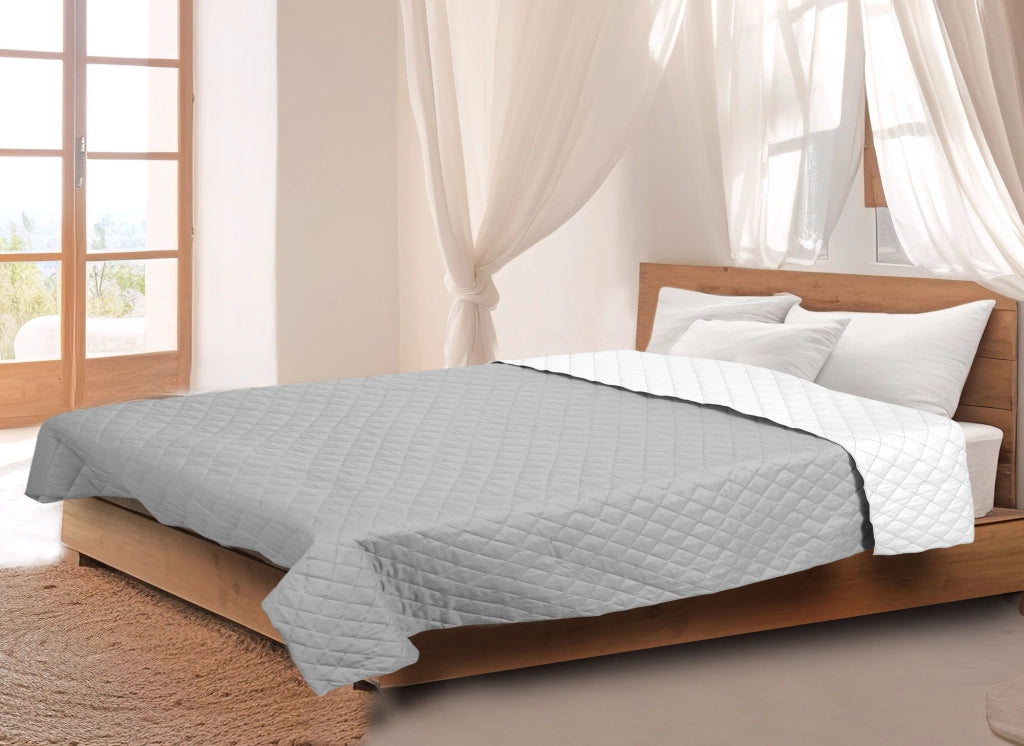 AIO FACTORY Copriletto Ultrasuoni 220x240 cm Grigio e Bianco, Trapunta Morbida