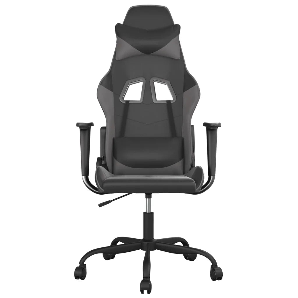 Sedia da Gaming | Sedia da e-sports Massaggiante Nero e Grigio in Similpelle