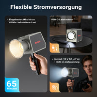 Multiblitz MB-PL Luce led portatile per fotografia 100W, Bicolore con temperatura da 2700K a 6500K, Batteria ricaricabile USB