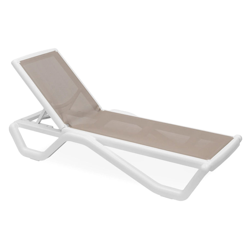 Sdraio da Giardino Rochelle, Lettino Prendisole Impilabile, Regolabile 4 Posizioni Made in Italy, 191x57x90h cm Bianco