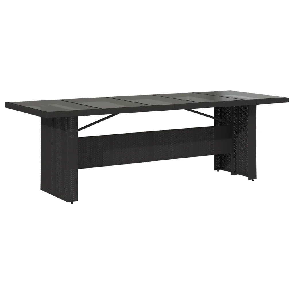 Tavolo da Giardino | Tavolino da esterno Piano in Vetro Nero 240x90x75 cm Polyrattan