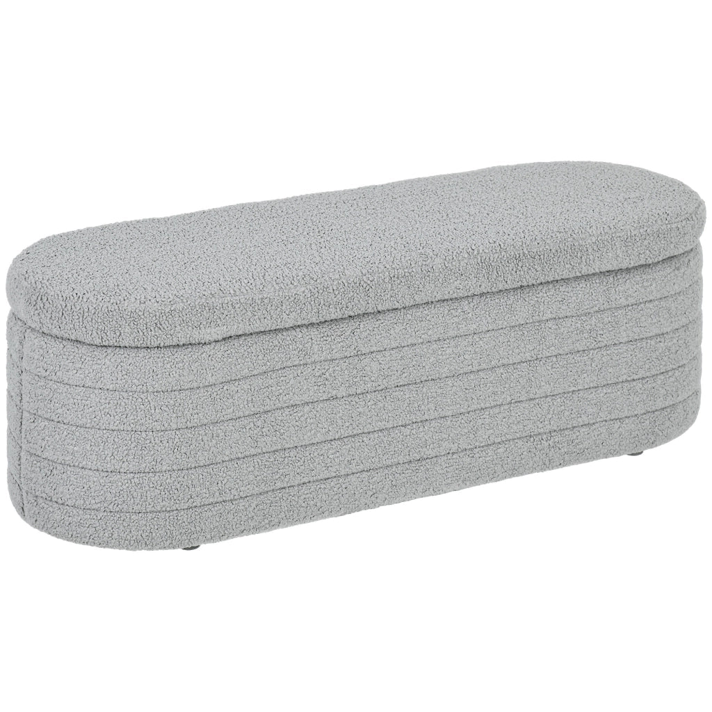 Panca Contenitore Fondo Letto 116x41x40,5 cm in Tessuto Teddy Grigio Chiaro