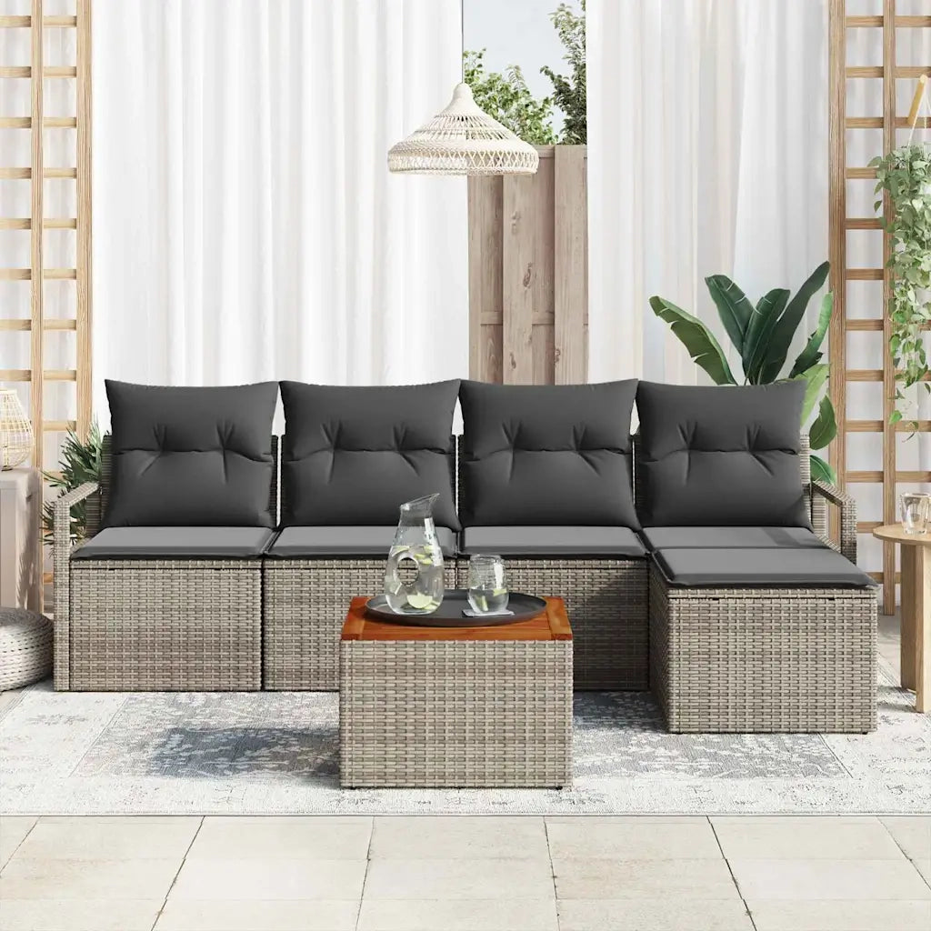 Set Divano da Giardino 6 pcs Grigio polyrattan