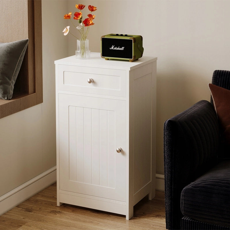Comò bianco per ufficio, soggiorno, scaffale, mobile con ante e cassetto in stile loft, 76 cm