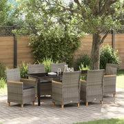 Set da Pranzo per Giardino 7 pcs Grigio polyrattan 3381098