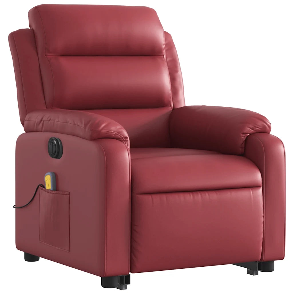 Poltrona Alzapersona Reclinabile Rosso Vino in Similpelle 3205067