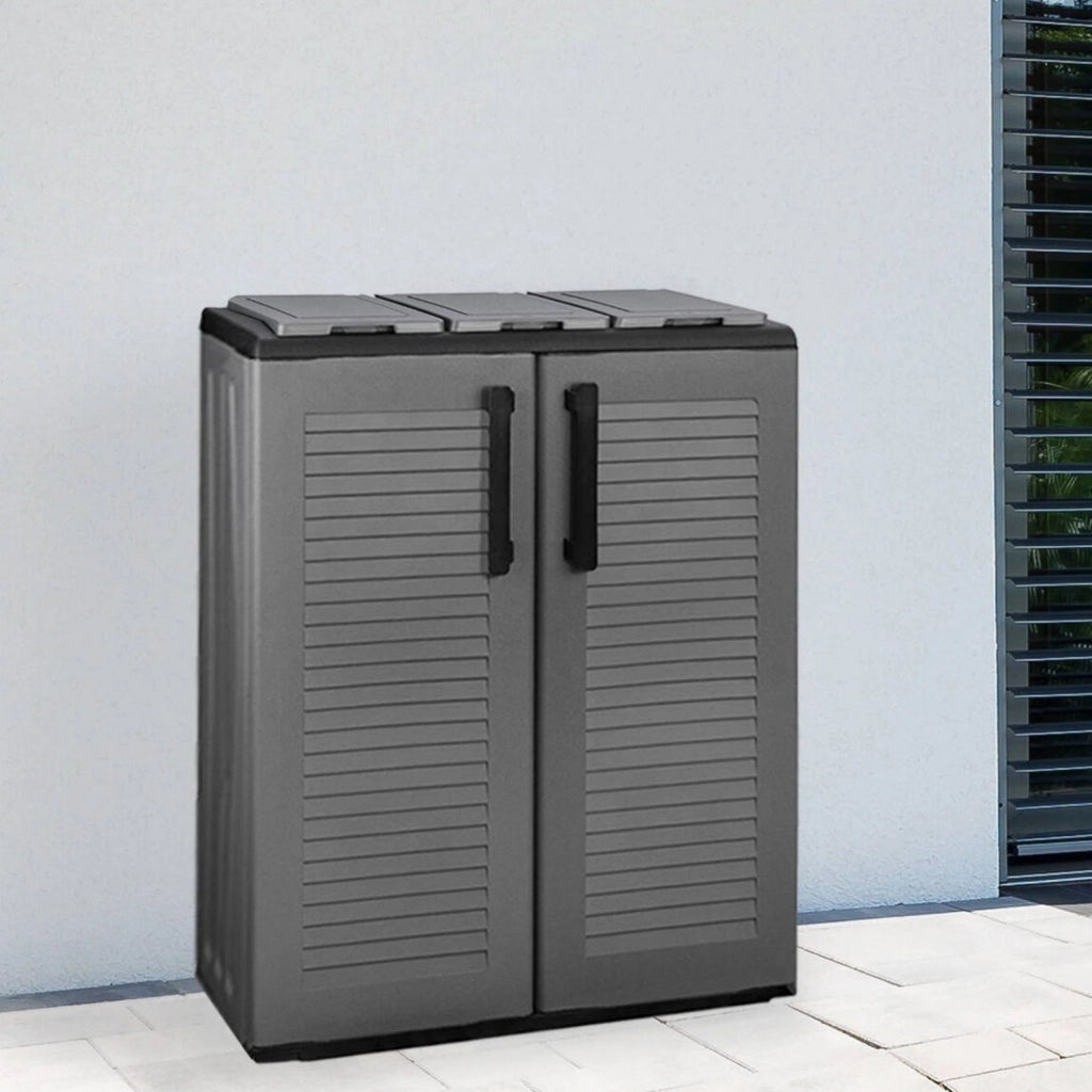 Contenitore per Rifiuti Artan, Pattumiera Capacità 210 (70 per Sacco) Made in Italy, 68x37x84h cm Grigio