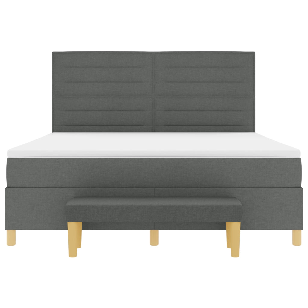 Letto a Molle con Materasso & Panchina Grigio Scuro 180x200 cm Tessuto
