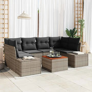 Set Divano da Giardino con cuscino 7 pcs Grigio polyrattan