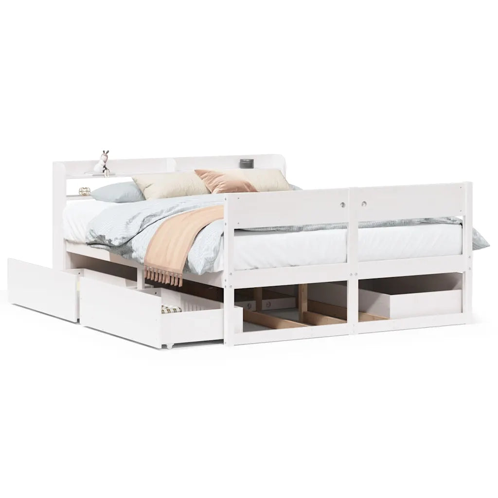 Letto senza Materasso Bianco 160x200 cm Legno Massello di Pino 3307117