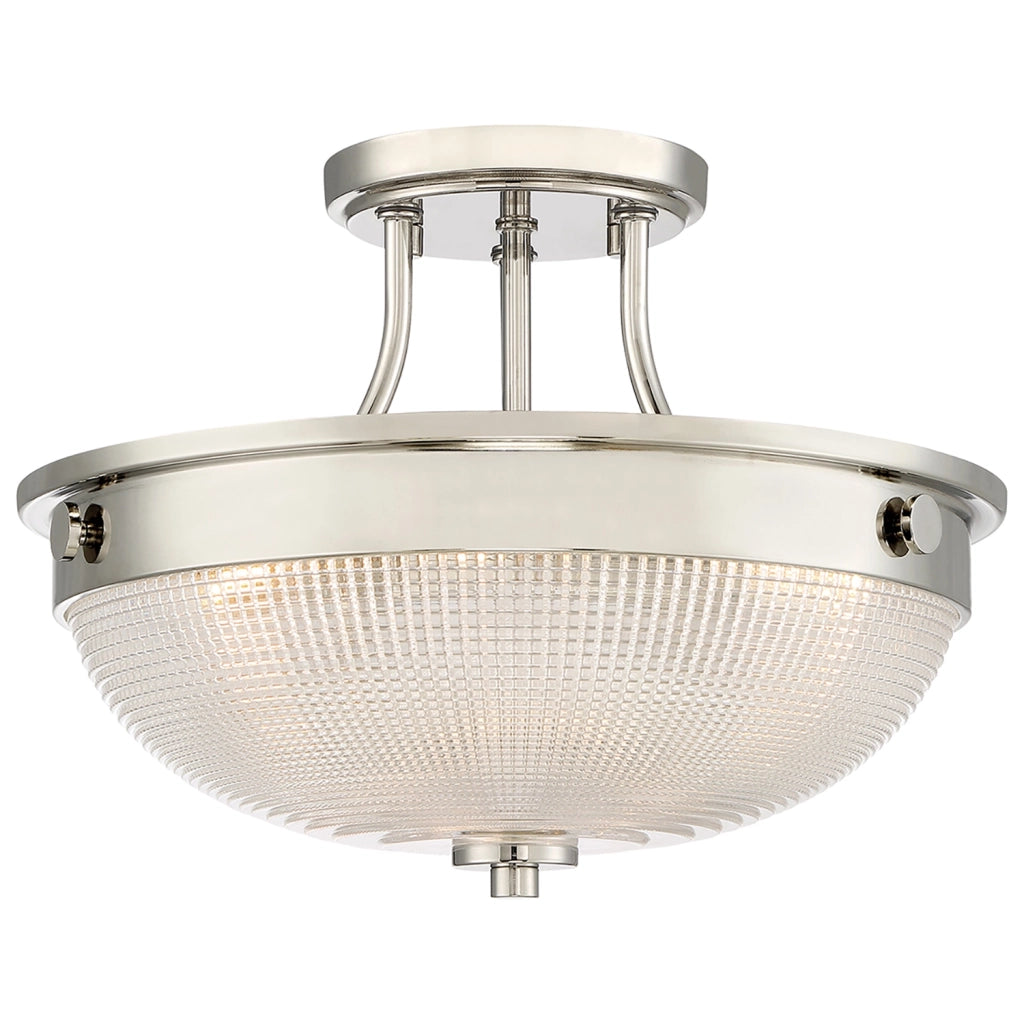 Lampada A Soffitto Contemporanea Mantle Vetro Nichel Lucido 2 Luci E27