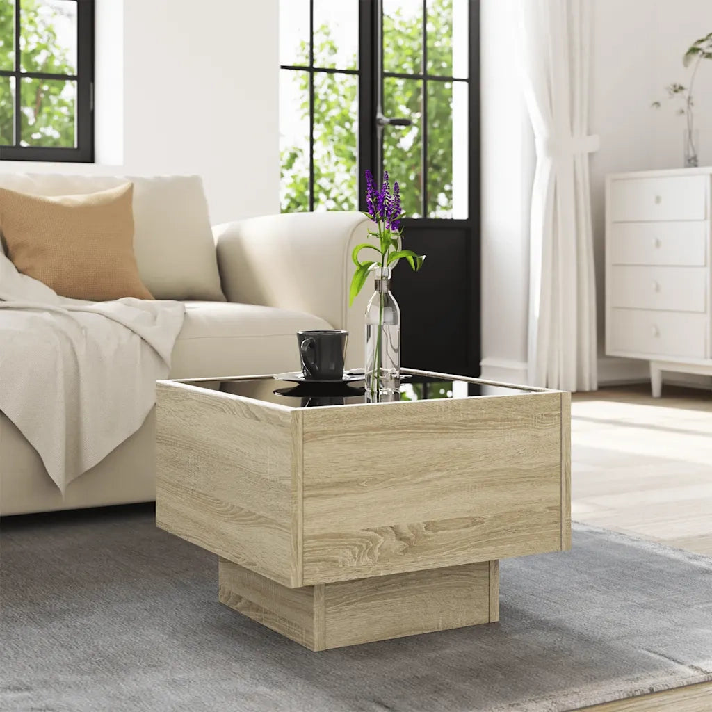 Tavolino con LED Rovere Sonoma 40x40x30 cm in Legno Multistrato 847499