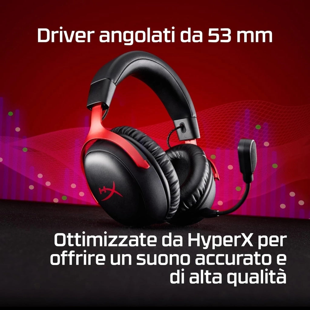 Cloud III S Wireless, Cuffie Bluetooth, Audio 3D, Microfono Noise-Cancelling, Fino a 200 ore di Autonomia, Dongle USB-C, Compatibili con PC, PS5, Nintendo Switch, Nero