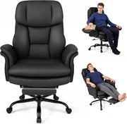 Sedia da Ufficio Ergonomica, Portata 150 kg (Nero) | Sedia Scrivania con Rotelle Girevole, Braccioli Regolabili su 5 Livelli e Poggiapiedi Retrattile, per Casa e Ufficio
