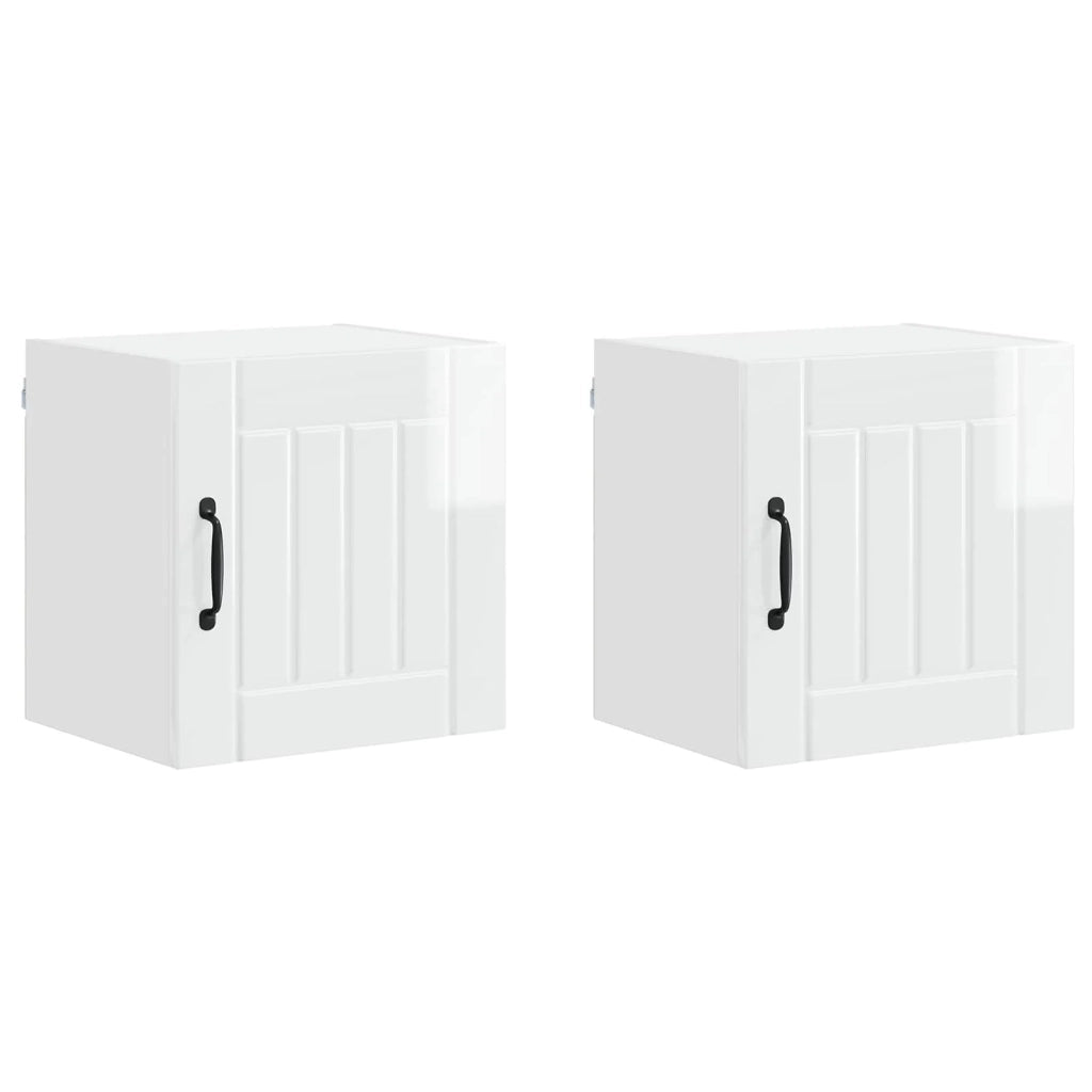 Set di 2 pensili da cucina rettangolari moderni 40 x 31 x 40 cm in legno composito bianco lucido 02_0053912