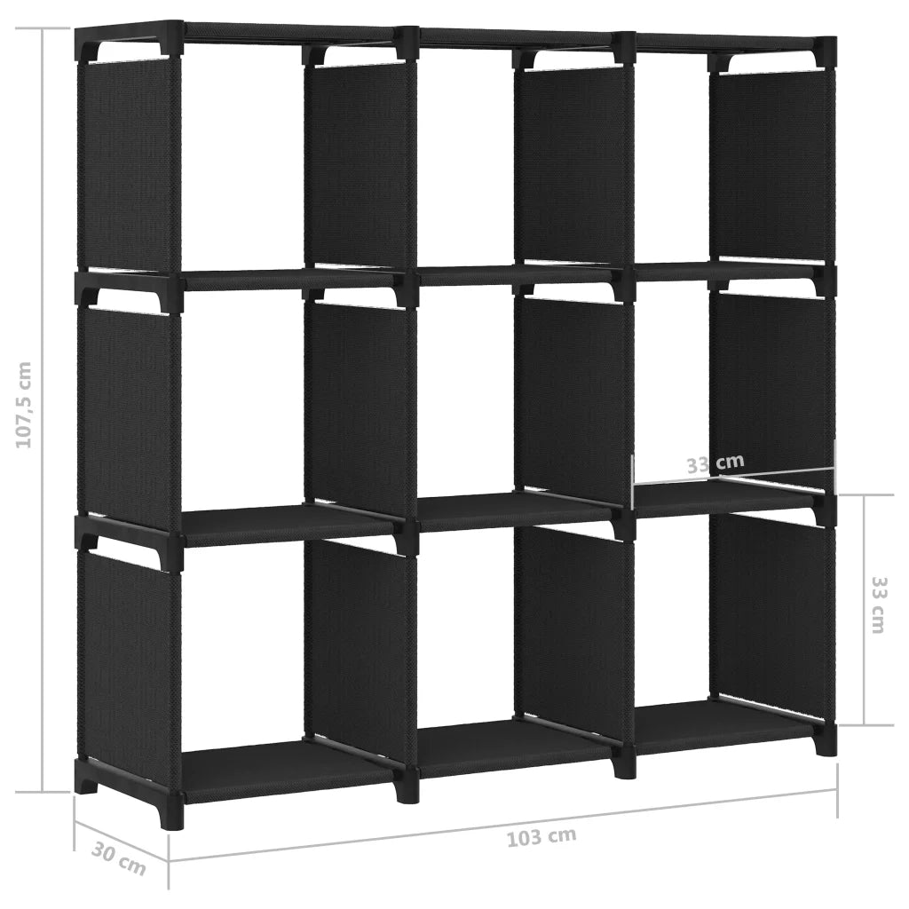 Mobile per 9 Scatole a Cubo Nero 103x30x107,5 cm in Tessuto CFW5356785