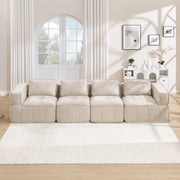 Divano modulare 4 posti senza struttura 344x93x67 cm in poliestere beige
