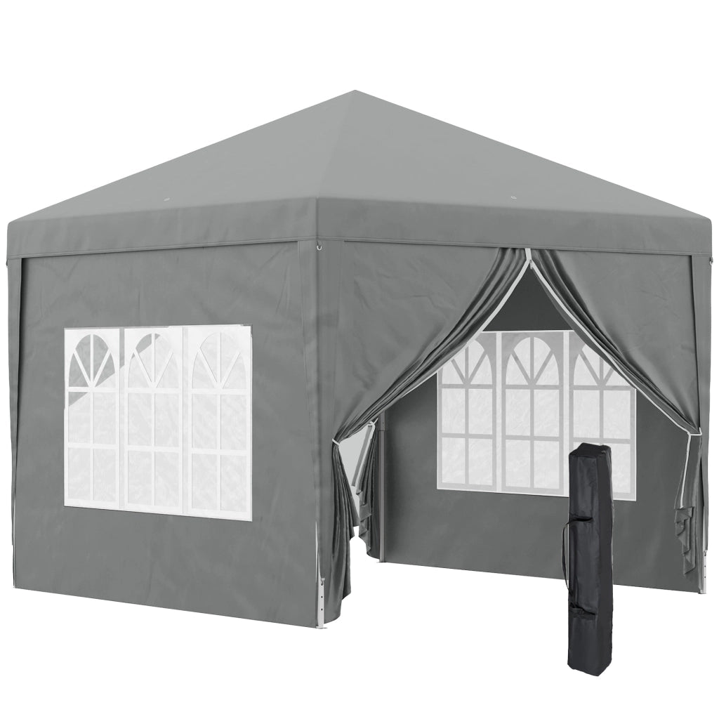Gazebo da Giardino 3x3 m Pieghevole con 4 Pannelli Laterali in Acciaio e Tessuto Oxford Grigio Chiaro